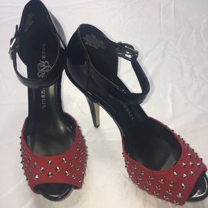 Rock & Republic Red And Black Studded Pumps